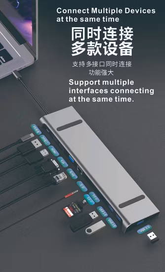 7 in 2 USB C Hub 3.0 Adapter USB Type C Hub with 2 Ports 3.0 Hub and SD TF Card Reader for MacBook