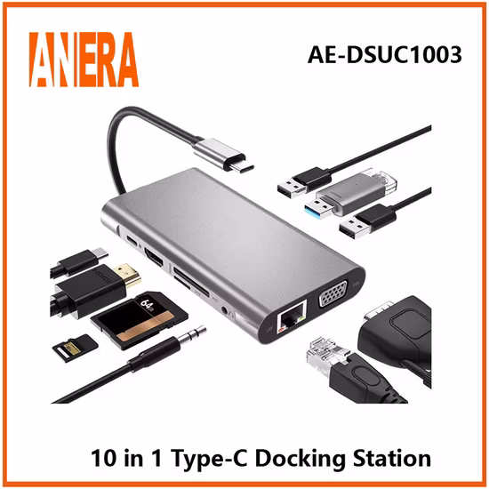 Factory Price 2023 10in1 Pd Abrasion Resistance Type C 3.1 to 4K HD Adapter Hub for MacBook PRO Type C Docking Station