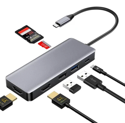 Концентратор USB C 7 в 1, многопортовый концентратор USB C