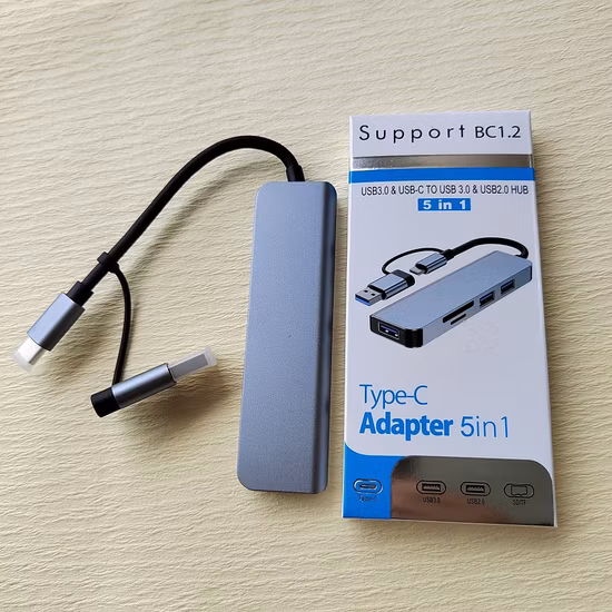 USB C Hub 5 In1 Док-станция USB C Dongle Dock USB C Hub Многопортовый адаптер для Mac PRO/Air iPad MacBook Type C Micro SD Card